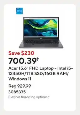 Staples Acer 15.6 FHD Laptop - Intel i5-12450H/1TB SSD/16GB RAM/Windows 11 offer
