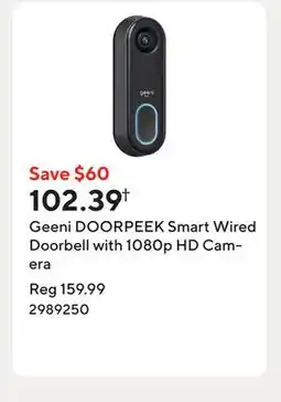 Staples Geeni DOORPEEK Smart Wired Doorbell with 1080p HD Camera offer