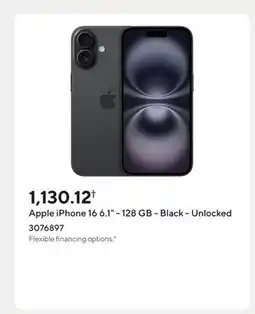 Staples Apple iPhone 16 6.1 - 128 GB - Black - Unlocked offer