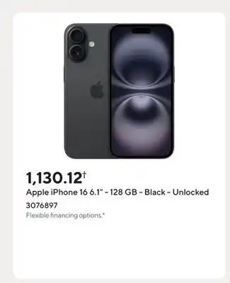 Staples Apple iPhone 16 6.1 - 128 GB - Black - Unlocked offer