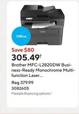 Staples Brother MFC-L2820DW Business-Ready Monochrome Multifunction Laser Printer offer