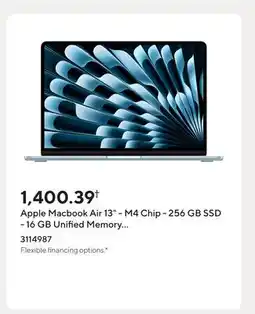 Staples Apple Macbook Air 13 - M4 Chip - 256 GB SSD - 16 GB Unified Memory - Sky Blue - English offer