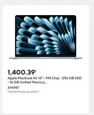 Staples Apple Macbook Air 13 - M4 Chip - 256 GB SSD - 16 GB Unified Memory - Sky Blue - English offer