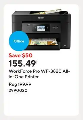 Staples WorkForce Pro WF-3820 All-in-One Printer offer