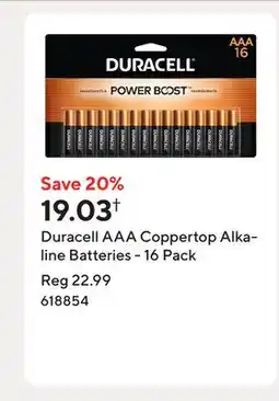 Staples Duracell AAA Coppertop Alkaline Batteries - 16 Pack offer