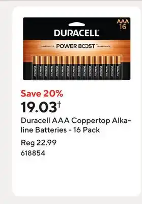 Staples Duracell AAA Coppertop Alkaline Batteries - 16 Pack offer