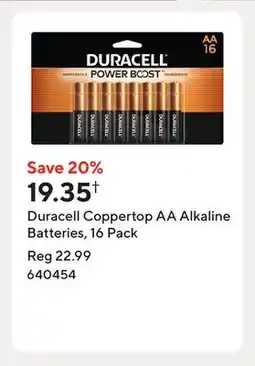 Staples Duracell Coppertop AA Alkaline Batteries, 16 Pack offer