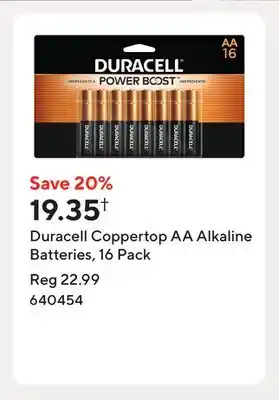 Staples Duracell Coppertop AA Alkaline Batteries, 16 Pack offer