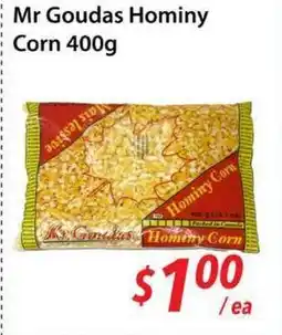 Bestco Food Mart Mr Goudas Hominy Corn offer