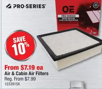 PartSource Pro-Series Air & Cabin Air Filters offer