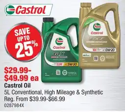 PartSource Castrol Oil 5L Conventional, High Mileage & Synthetic offer