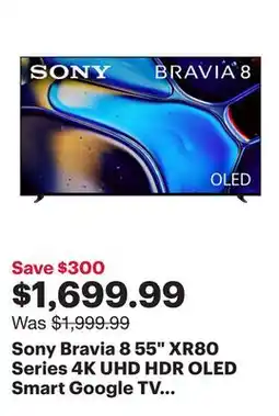 Best Buy Sony Bravia 8 55 XR80 Series 4K UHD HDR OLED Smart Google TV (K55XR80B) - 2024 offer