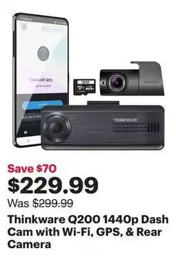 Best Buy Thinkware Q200 1440p Dash Cam with Wi-Fi, GPS, & Rear Camera offer