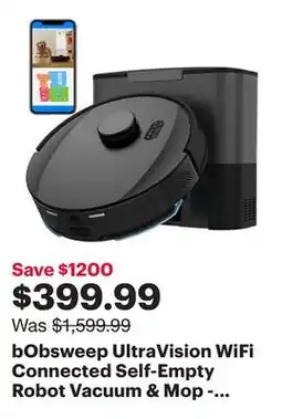 Best Buy bObsweep UltraVision WiFi Connected Self-Empty Robot Vacuum & Mop - Carbon Steel - Only at Best Buy offer