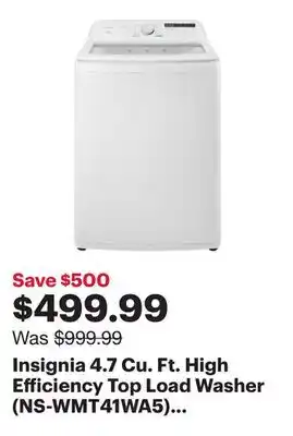Best Buy Insignia 4.7 Cu. Ft. High Efficiency Top Load Washer (NS-WMT41WA5) - White - Only at Best Buy offer