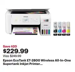 Best Buy Epson EcoTank ET-2800 Wireless All-In-One Supertank Inkjet Printer - White offer
