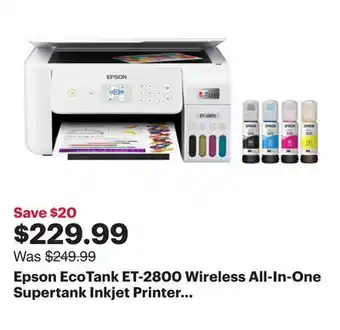 Best Buy Epson EcoTank ET-2800 Wireless All-In-One Supertank Inkjet Printer - White offer