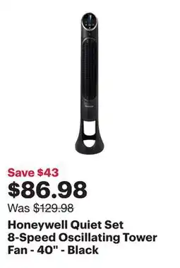 Best Buy Honeywell Quiet Set 8-Speed Oscillating Tower Fan - 40 - Black offer