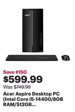 Best Buy Acer Aspire Desktop PC (Intel Core i5-14400/8GB RAM/512GB SSD/Windows 11) - Only at Best Buy offer