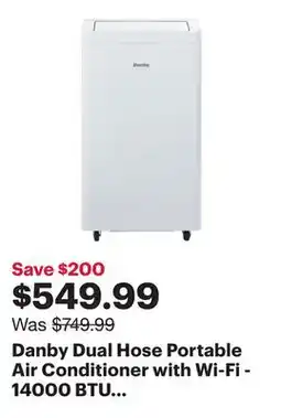 Best Buy Danby Dual Hose Portable Air Conditioner with Wi-Fi - 14000 BTU (SACC 12000 BTU) - White offer