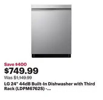 Best Buy LG 24 44dB Built-In Dishwasher with Third Rack (LDPM6762S) - Smudge Resistant Stainless Steel offer