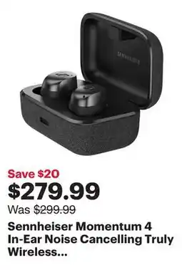 Best Buy Sennheiser Momentum 4 In-Ear Noise Cancelling Truly Wireless Headphones - Black Graphite offer