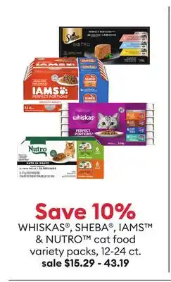 Petsmart WHISKAS , SHEBA , IAMS & NUTRO cat food variety packs offer