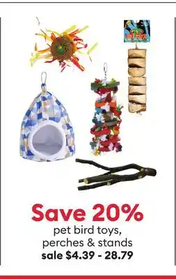 Petsmart Pet bird toys, perches & stands offer