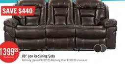 The Brick Leo 87.5 Leather-Look Fabric Reclining Sofa - Walnut Brown offer