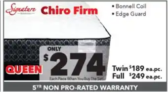 Surplus Furniture Signature Chiro Firm Queen Mattress Set offer