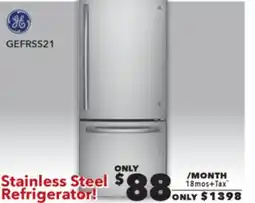 Surplus Furniture GE Stainless Steel 21 CU. FT. Refrigerator offer
