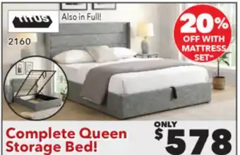 Surplus Furniture Grey Lift Platform Complete Queen Bed with Storage offer