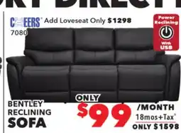 Surplus Furniture Bentley Black Power Reclining Sofa offer