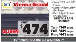 Surplus Furniture Vienna Grand Medium Pillow Top Queen Mattress Set offer