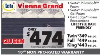 Surplus Furniture Vienna Grand Medium Pillow Top Queen Mattress Set offer