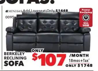 Surplus Furniture Berkeley Black Leather Match Power Sofa offer
