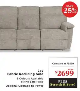 La Z Boy Jay Fabric Reclining Sofa offer