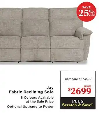 La Z Boy Jay Fabric Reclining Sofa offer