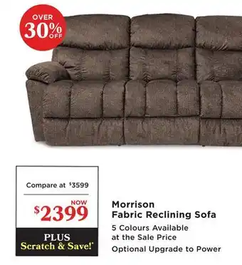 La Z Boy Morrison Fabric Reclining Sofa offer