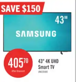 The Brick Samsung 43 4K UHD Edge Lit Dynamic Crystal Colour HDR10+ 60Hz Smart TV (UN43DU8000FXZC) offer
