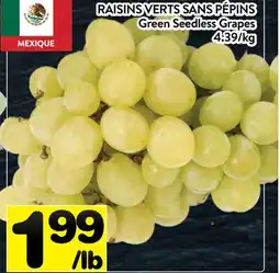 Supermarché PA RAISINS VERTS SANS PÉPINS | Green Seedless Grapes offer