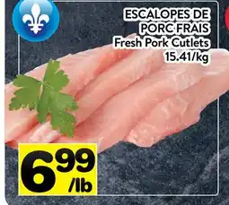 Supermarché PA ESCALOPES DE PORC FRAIS | Fresh Pork Cutlets offer