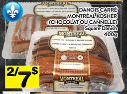Supermarché PA DANOIS CARRÉ MONTRÉAL KOSHER (CHOCOLAT OU CANNELLE) | Montréal Kosher Square Danish offer