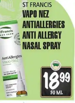 Marches Tau VAPO NEZ ANTIALLERGIES ST FRANCIS offer