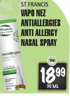 Marches Tau VAPO NEZ ANTIALLERGIES ST FRANCIS offer