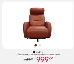 Meubles RD Auguste - Genuine Leather Power Swivel Recliner - Tan offer