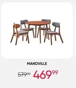 Meubles RD Mandville - Round Dining Table with 4 Chairs - Grey offer