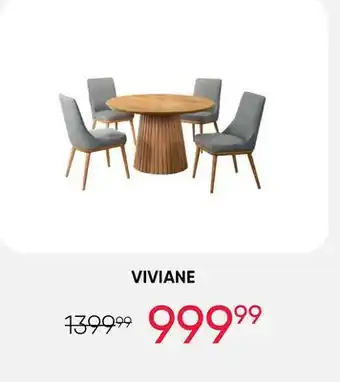 Meubles RD Viviane - Round Pedestal Dining Table with 4 Chairs - Grey offer