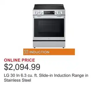 Costco LG 30 In 6.3 cu. ft. Slide-in Induction Range in Stainless Steel offer