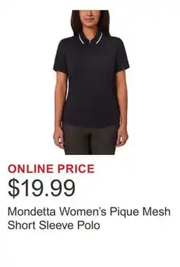 Costco Mondetta Women's Pique Mesh Short Sleeve Polo offer